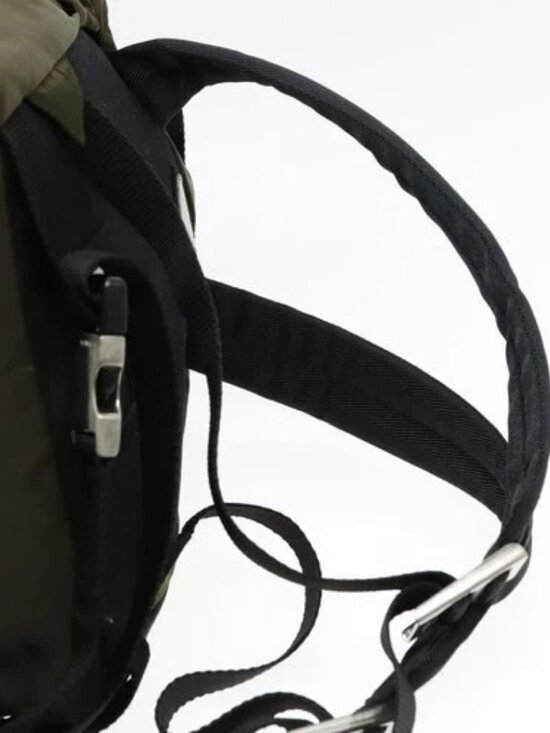 PRADA Backpack Nylon Khaki Silver Auth ep5764